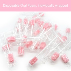 JIESI Disposable Oral Swabs,Sterile Sponge Mouth Swabs(Pink)-100PCS