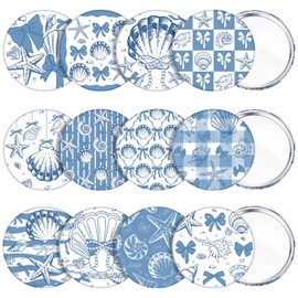 Geelin 24 Pcs Blue Seashell Compact Mirrors Coastal Party Gifts Summer Beach Portable Makeup Mirror for Purse Pocket Cute Mini Handheld Mirror for Coast Bachelorette Party Ocean Birthday Supplies