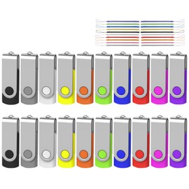 AreTop Bulk Flash Drives 4GB 20 Pack USB2.0 Swivel Bulk Thumb Drives 20 Pack Memory Stick USB 20 Pack Pendrive 4GB USB Drive 20 Pack Jump Drive (20Pack 4GB, Multicolors)