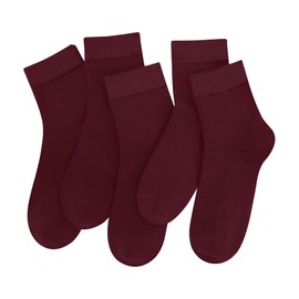 SERISIMPLE Women Thin Viscose Bamboo Socks Crew Lightweight Above Ankle Casual Dress Sock For Ladies Bootie Trouser 5 Pairs (US, Alpha, Medium, Regular, Regular, Angola Red)