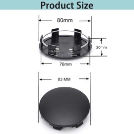 Car Wheel Center Cap Kit Outer 83mm(3.26") Inner 76mm(3") Compatible with Tah-oe Su-burba Yu-kon ES-Calade Rims Center Hub Caps Covers Wheel Caps, Wheel Center Cover Caps Decor Kit 4Pack Black