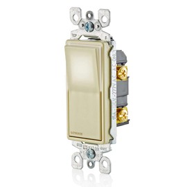 Leviton L5614-2I 15 Amp, 120/277 Volt, Decora LED Illuminated Rocker 4-Way AC Quiet Switch, Residential Grade, Grounding, Ivory