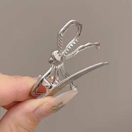 2 Pcs Metal Bow Clips for Hair Small Hair Clips for Women Girls Silver Barrettes with Rhinestone Non-slip Duckbill Sparkling Clips for Hairstyles