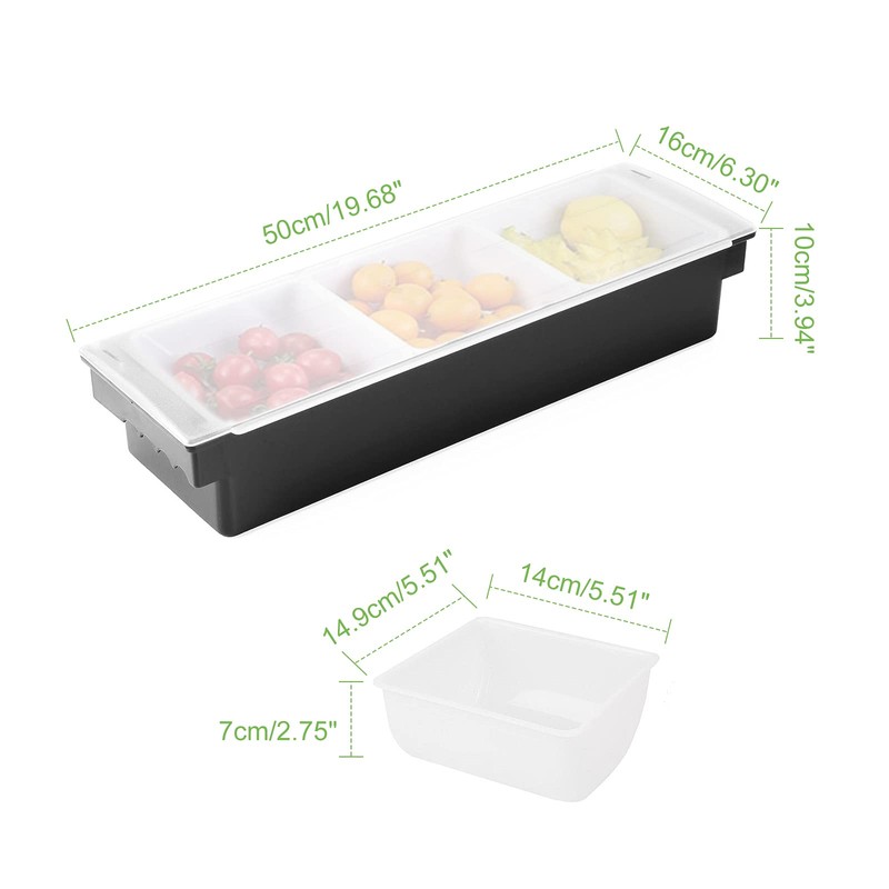 POWLAB Ice Cooled Condiment Serving Container Fruit Veggie Condiment Caddy