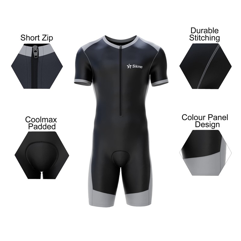 Sikma Tuta da ciclismo da uomo imbottita, monopezzo, Trisuit, top