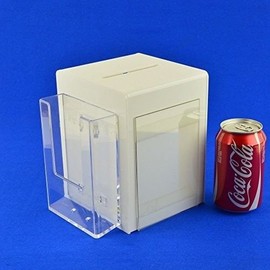 Pos Display Shop Small White Acrylic Comment Feedback Collection Box Suggestion Box with A6 Portrait Poster Holder and Leaflet Holder PDS9470A6 White