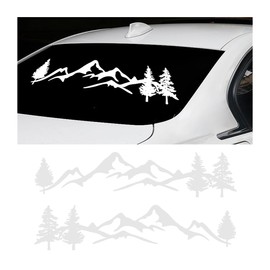CGEAMDY Pack of 2 Vinyl Stickers for Caravan, Motorhome Accessories, Car Sticker, Reflective Mountain Sticker, Tree Forest, Universal Full Body Car Sticker, Decorative Car Accessories (White)