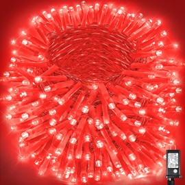 500 LED Red Christmas Lights, 165ft Red String Lights 8 Modes Clear Wire, Connectable Waterproof Plug in Twinkle Fairy Light for Tree Bedroom Indoor Outdoor Christmas Decorations