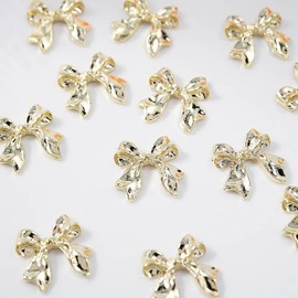 UUYYEO 70 Pcs Metal Bows Nail Charms Cute Bowknot Nail Charms Metallic Fancy Nail Charms 3D Decorative Nail Charms Wedding Prom Nail Charms Elegant Nail Art Charms Nail Jewelry Charms