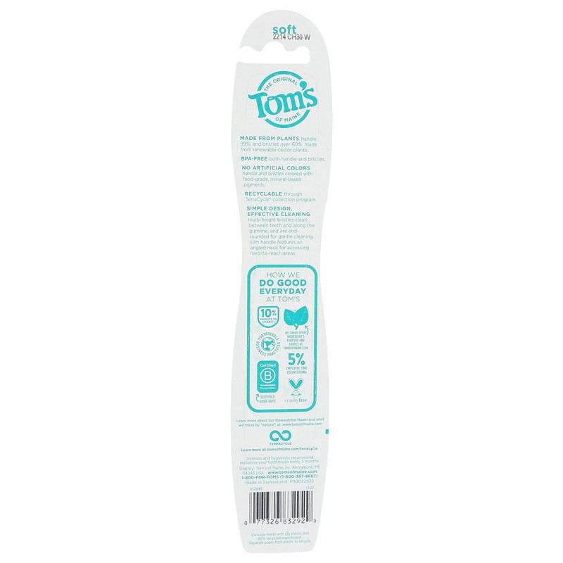 Tom's of Maine, Naturally Clean Toothbrush (Soft), Toothbrushes, Soft Toothbrush,