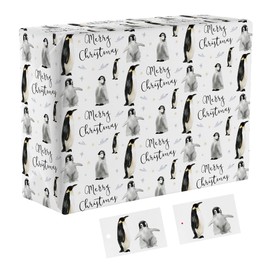 Hunts England - 1 Sheet Of Fun Christmas Penguin Wrapping Paper For Him Or Her - Includes 2 Gift Tags - Festive Collection - Premium Xmas Gift Wrap For Boys, Girls, Kids, Men, Women, etc.