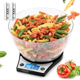 Duronic Digital Kitchen Scales KS6000 BK/CR | Black Design with 1.5L Clear Bowl | 5kg Capacity | LCD Backlit Display | Add & Weigh Tare | 0.1g Precision | Measure Ingredients for Cooking & Baking…