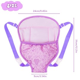 Aolso Baby Doll Carrier, Doll Backpack with Adjustable Straps, Doll Sling Carrier, Doll Storage Bag Backpack Front and Back Portable Bag Doll Accessories for 14-18 Inch Dolls (Doll Not Included)