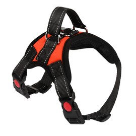Dog Harness, Adjustable, Reflective Dog Harness, Safety Harness for Medium and Large Dogs, Chest Harness, Soft Padded, Breathable (Orange, XL)