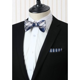 HISDERN Men's Self-Tie Bow tie 3pcs Mixed Bow Ties for Men and Pocket Square Set Classic Formal Tuxedo Wedding & Party Bowtie