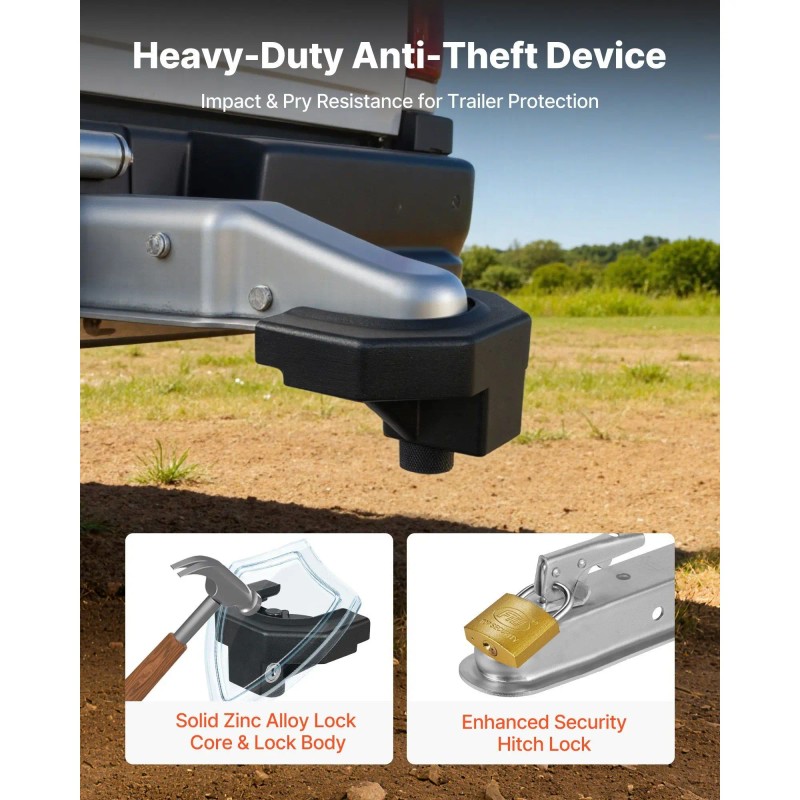 Heavy Duty Anti Theft Trailer Hitch Lock Kit 3 Keys