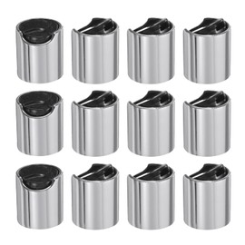 uxcell 12pcs Aluminized Plastic Disc Top Caps, 20/410 Replacement Press Caps Durable Dispensing Lids for Squeeze Bottles, Refillable Bottles, Plastic, Empty, Shampoo Bottles, Silver Black
