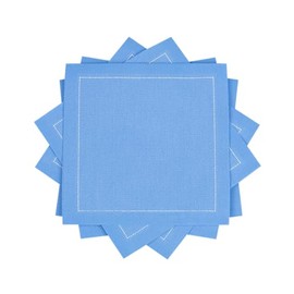 Five Star Napkins Luxury Cotton Cloth Cocktail Napkins - Bar Napkins, Party Napkins, Beverage Napkins, Events, Holiday, Wedding, Birthday, Parties - 4.5" x 4.5" - Disposable (50 x) Sea Blue