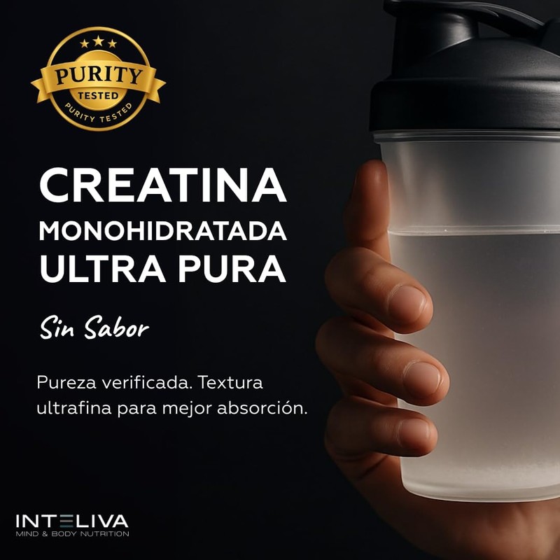 Inteliva Pure Creatine Monohydrate Powder, Unflavored Pre-Workout & Gym Supplement