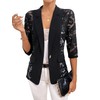 GORGLITTER Women's Sheer Lace Jacket Blazer Long Sleeve Open Front