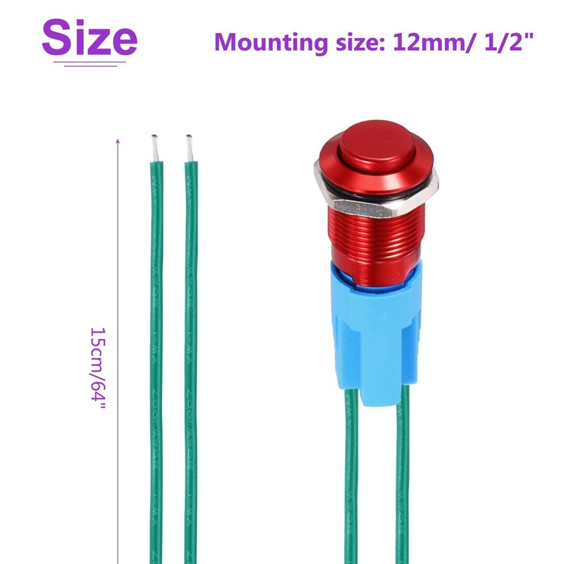 DMiotech 1/2 Inch Stainless Steel Latching Push Button Switch Domed