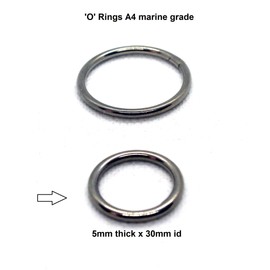 ‘O’ Rings welded polished Marine Grade A4 Stainless Steel 316. Pack of 2 Rings (5mm x 30mm id)