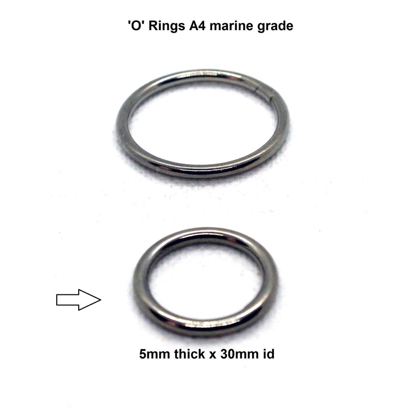 ‘O’ Rings welded polished Marine Grade A4 Stainless Steel 316.