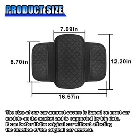 Car Center Console Cover, Microfiber Leather Car Armrest Seat Box Pad Cover with 2 Side Storage Bags, Universal Car Armrest Cover, Arm Rest Protector Cushion for Most Cars, Trucks, SUVs (Black)