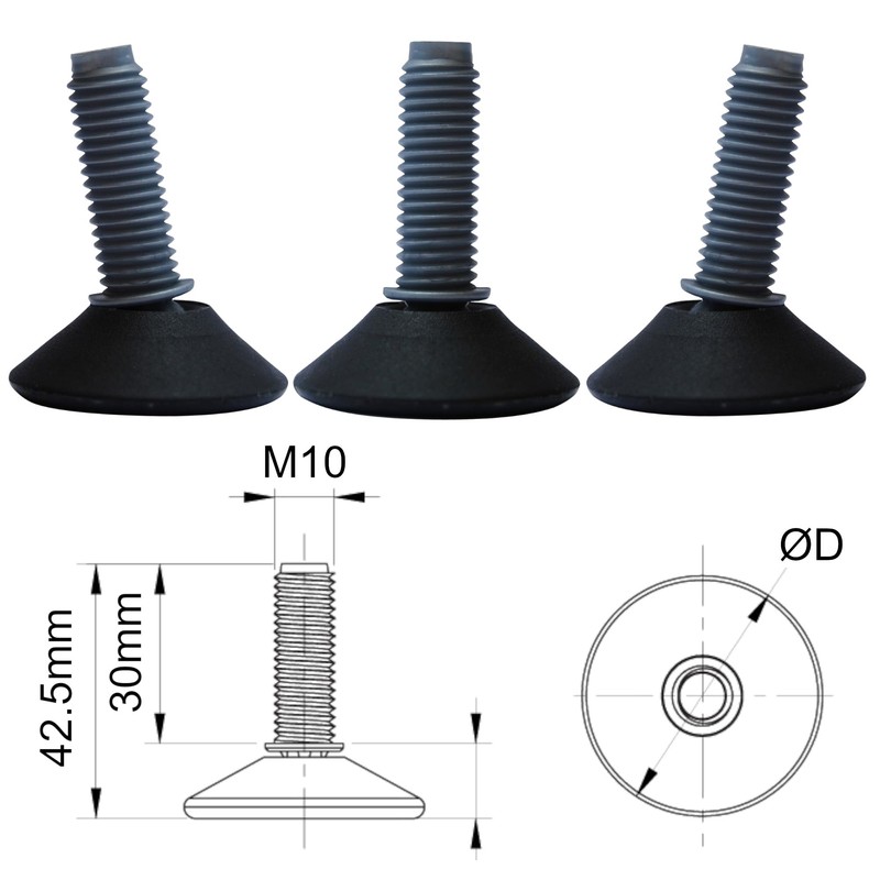 cyclingcolors 4 x Adjustable Foot Adjusting Plate M10 Adjustment Screw