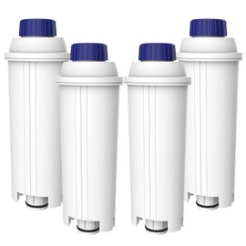 Coffee Machines Water Filter Replacement for De'Longhi Water Filter DLSC002, 551329281, 9310926, SER3017 Including Versions of ECAM, ESAM, ETAM Series, TÜV SÜD Certified, 4-Pack