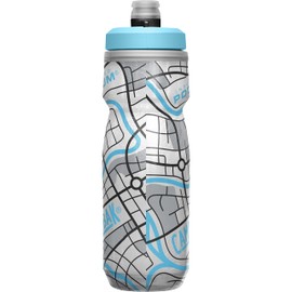 CamelBak Podium Chill Insulated Bike Water Bottle - Easy Squeeze Bottle - Fits Most Bike Cages - 21oz, Grid White
