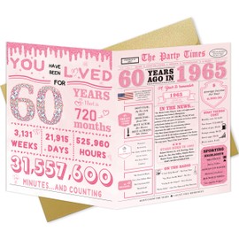 IDU Jumbo 60th Birthday Card，Happy 60th Birthday Gifts for Women，Best 60 Year Old Birthday Gifts for Mom or Sister，Funny 60th Birthday Cards for Wife or Friends，60th Birthday Decorations