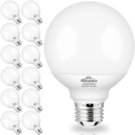 winshine 12 Pack LED Globe Bulb, 4000K Natural Daylight Bathroom Light Bulbs, 60W Equivalent E26 Base, G25 Vanity Light Bulb for Bathroom Makeup Mirror, Bedroom Lights CRI85+, 500LM, Non-dimmable