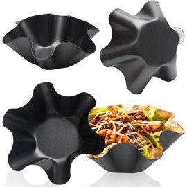 AQEENURA Tortilla Pan Set - Nonstick Large Taco Shell Bowl, Carbon Steel Tortilla Maker, Tostada Shell Pans for Baking and Frying 16.5x7.5x6cm (4PCS)