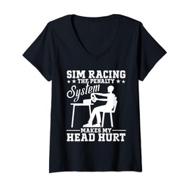 Womens SIM Racing Gloves Racing Simulator Seat Stand Wheels Racer V-Neck T-Shirt
