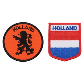 Patch Set – Sew-On Patches for Iron-On or Sewing, 1 Piece Holland Flag 5 x 6.5 cm and 1 Piece Dutch Lion Approx. 7.5 cm, Iron-On Patch for Adults Textiles, Backpack Patch, Iron-On Patches