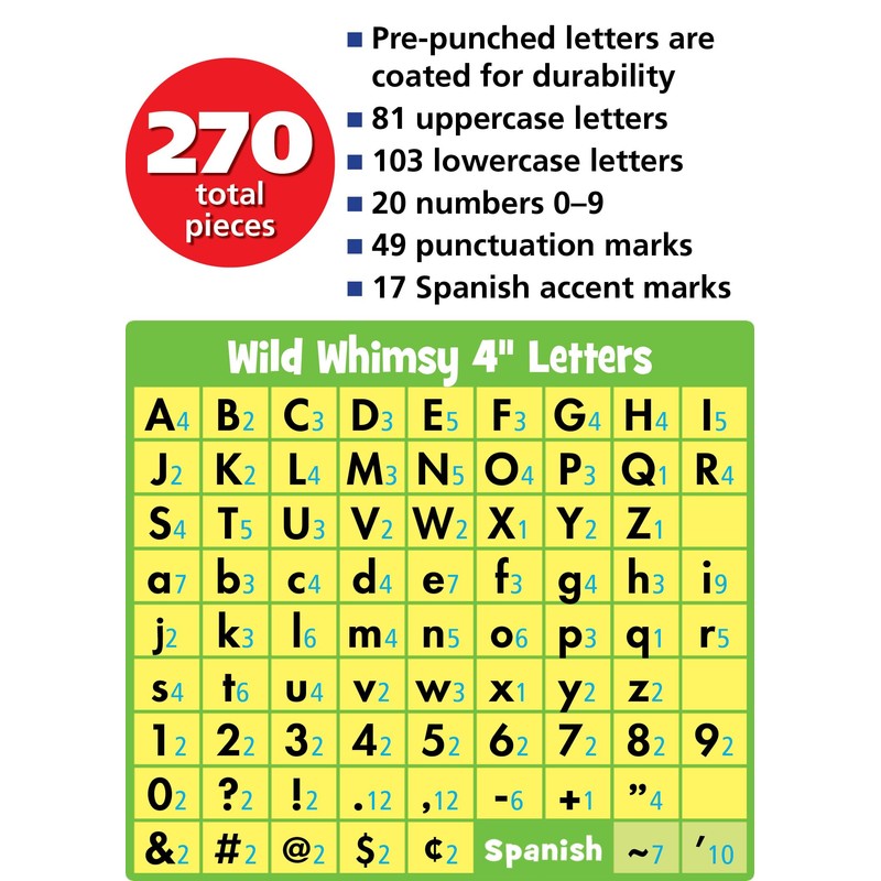 Teacher Created Resources Black 4" Wild Whimsy Letters Combo Pack