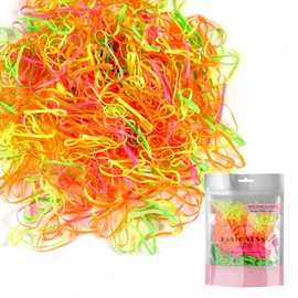500 Multi Pack Essential Mini Hair Rubber Elastics for Kids Soft Stretchy Elastic Braiding Bands for Girl Braids, Large - Neon