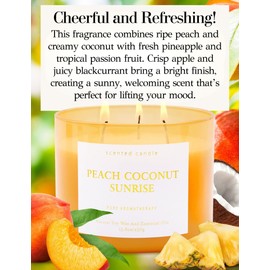 T&H Peach Coconut Sunrise Scented Candle - Large 3 Wick Soy Candles 15.8 oz - Relaxing Aromatherapy Candle - Refreshing Candles for Home - Long Lasting Candle for Women and Men