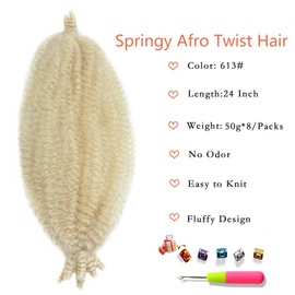 Marley Twist Braiding Hair Marley Twist Hair Springy Twist Hair Afro Twist Hair 14 Inch 3 Packs Pre Separated Pre Fluffed Twist Hair for Braids Marley Crochet Hair Extensions (613,3Packs)
