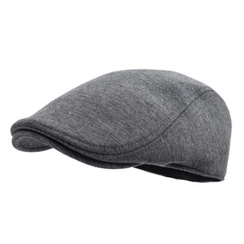 FEINION 2 Pack Men Cotton Newsboy Cap Soft Fit Cabbie Hat (Dark Grey/Navy)