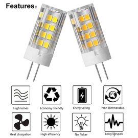 Jiotouhu 6 Pack G4 Led Bulbs 5W Equivalent to 50W, 51 LEDs, 500 Lumens, 360 Degree Beam Angle, AC/DC 12V, Non-Dimmable, 6000K Cool White