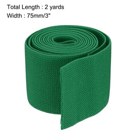 sourcing map Twill Wide Elastic Band Double-Side 75mm(3 inch) Flat 2 Yard Woven Elastic Band Knit Elastic Spool Heavy Stretch Strap Green for Sewing, Waistband