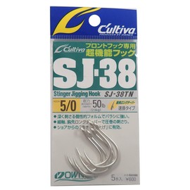 OWNER Single Hook SJ-38TN Stinger Jigging Hook, No. 5, 11746