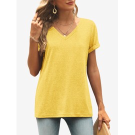 Womens Tops Basic Tees t-Shirts Trendy Fashion Cruise Comfy Soft Workout Casual Summer Outfits Spring Clothes 2024 Loungewear Yellow
