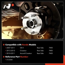A-Premium 2 x Rear Wheel Bearing and Hub Assembly with 5-Lug Compatible with Honda CR-V 2007-2011, Accord Crosstour 2010-2011, Crosstour 2012-2015, FWD Only