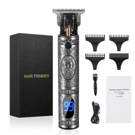 Paddsun Updated Electric Cordless Zero Gapped Trimmer Hair Clipper Razor LCD Display NEW - Gray