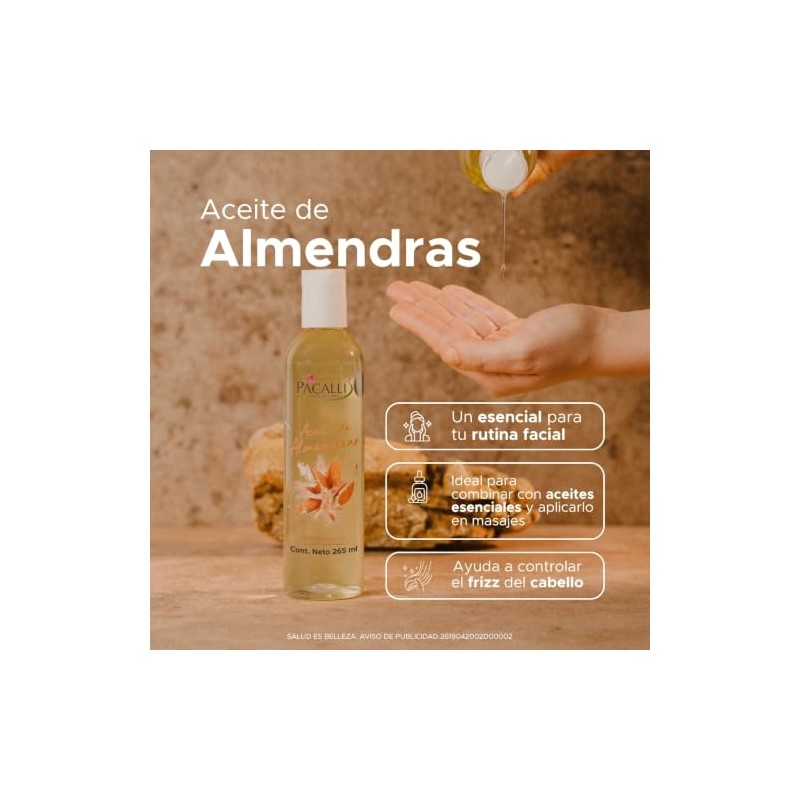 PACALLI Aceite de Almendras Puro 2x265ml - Piel y Cabello