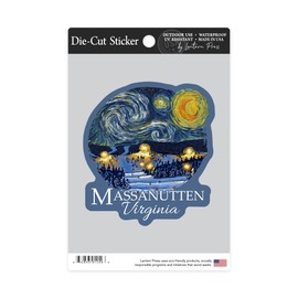 Die Cut Sticker Massanutten, Virginia, Starry Night, Ski Resort, Contour Vinyl Sticker 3 to 6 inches, (Waterproof Decal for Cars, Water Bottles, Laptops, Coolers), Large