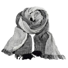 Eternal Leaf FT17008 Men's Gradient Stole, Large, Refreshing, Striped, Gauze Stole, 02.black